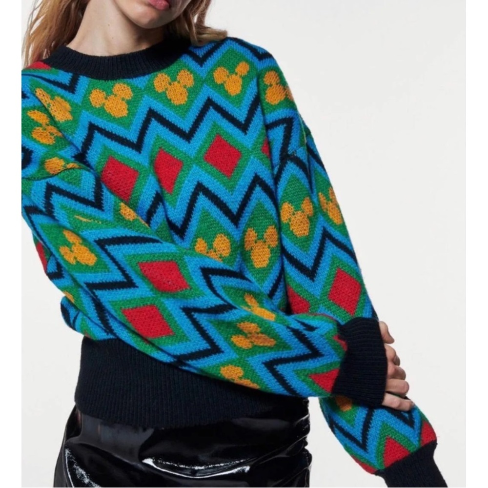 Zara Mickey Knit Jacquard Sweater